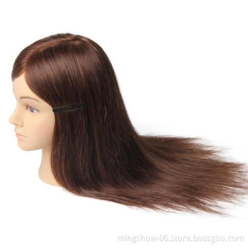 100% Real Human Hair Training Head Wig Dummy Doll Head Hairdresser Practice Hairstyles Hairdos Haircuts Permed